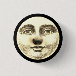 Badge Rond 2,50 Cm Vintage homme dans la lune chiot nez chien nez whi