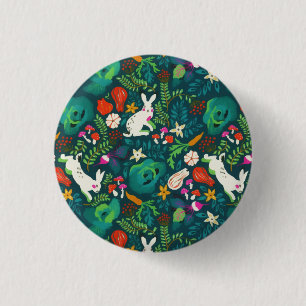 Badge Rond 2,50 Cm Vintage Jardin Floral Bunny rustique