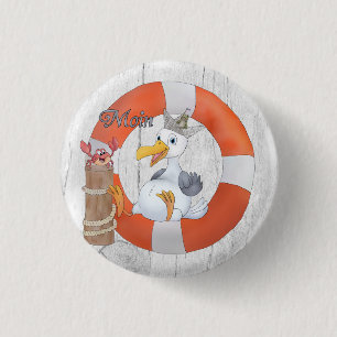 Badge Rond 2,50 Cm Vintage Mouette sur le ring