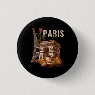 Badge Rond 2,50 Cm Vintage Paris France Vacances Tour Eiffel Paris S