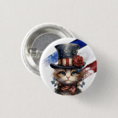 Badge Rond 2,50 Cm Vintage Patriotic Kitten (Devant & derrière)