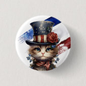 Badge Rond 2,50 Cm Vintage Patriotic Kitten (Devant)