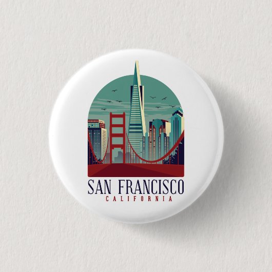 Badge Rond 2,50 Cm Vintage San Francisco (Devant)