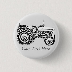 Badge Rond 2,50 Cm Vintage vieux massey gris tracteur fergison