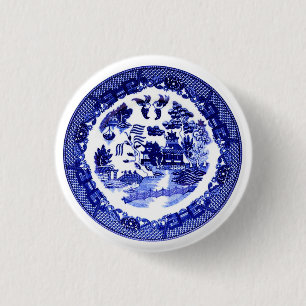 Badge Rond 2,50 Cm Vintage Willow bleu Motif vers 1790