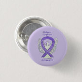 Badge Rond 2,50 Cm Violet Hodgkins Lymphoma Ribbon Angel Pins (Devant & derrière)