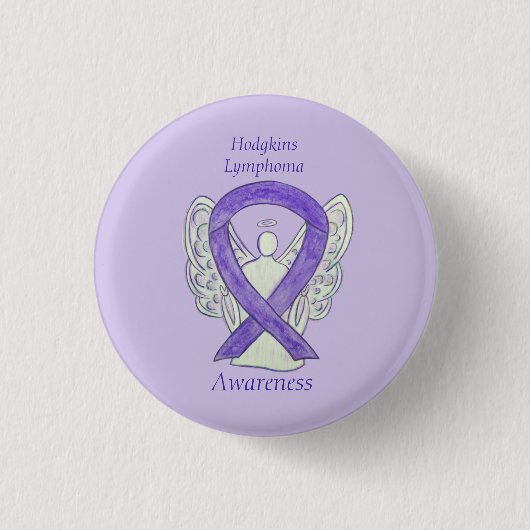 Badge Rond 2,50 Cm Violet Hodgkins Lymphoma Ribbon Angel Pins (Devant)