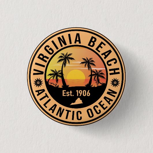 Badge Rond 2,50 Cm Virginia Beach Virginia Retro Sunset Souvenirs 60s (Devant)