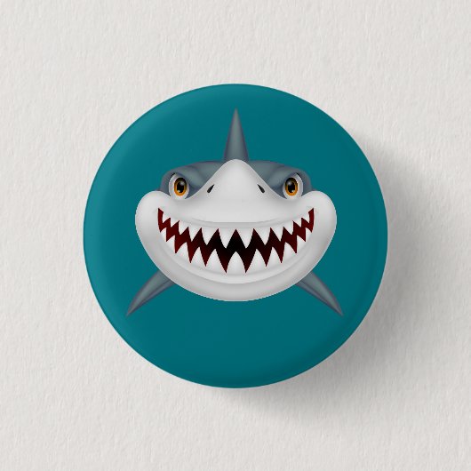 Badge Rond 2,50 Cm Visage Animé de requin (Devant)