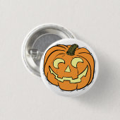 Badge Rond 2,50 Cm Visage Citrouille sculpté (Devant & derrière)