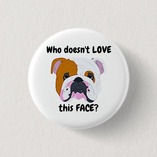 Badge Rond 2,50 Cm Visage de Bulldog (Devant)