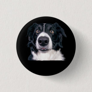 Badge Rond 2,50 Cm Visage de chien noir et blanc