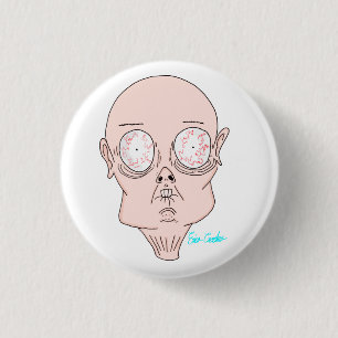 Badge Rond 2,50 Cm Visage de dessin animé effrayant et drôle