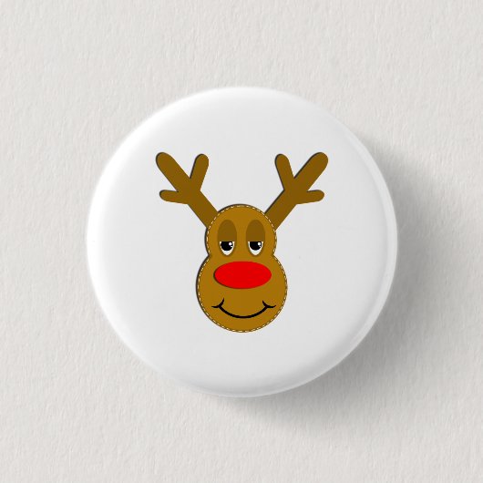 Badge Rond 2,50 Cm Visage de renne de Noël (Devant)