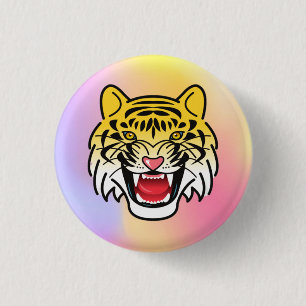 Badge Rond 2,50 Cm Visage de Tigre Souriant - 21876