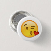 Badge Rond 2,50 Cm Visage Emoji de baiser (Devant & derrière)