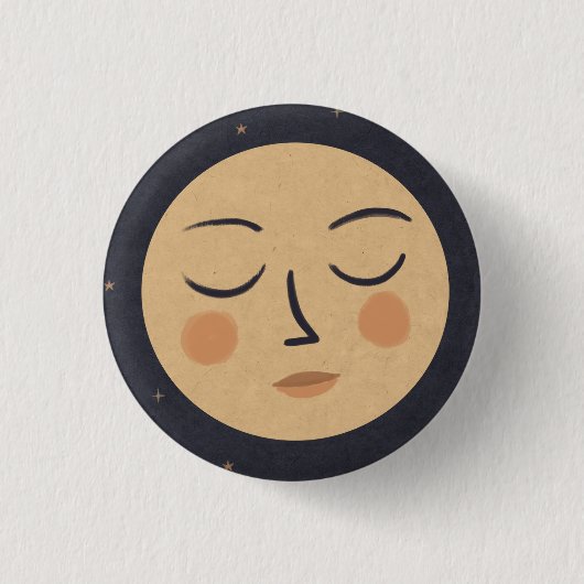 Badge Rond 2,50 Cm Visage mignon de la lune (Devant)