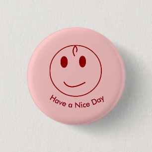 Badge Rond 2,50 Cm Visage Rouge Foncé