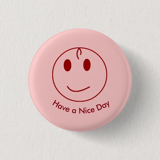 Badge Rond 2,50 Cm Visage Rouge Foncé (Devant)