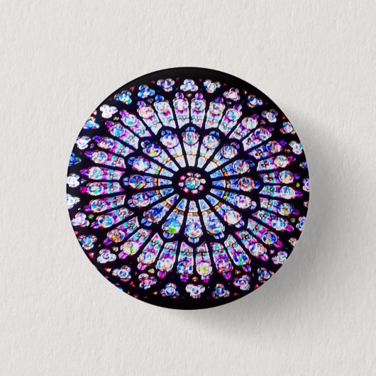 Badge Rond 2,50 Cm Vitrail de Paris Notre-Dame - La Rose (Devant)