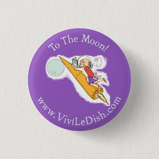 Badge Rond 2,50 Cm Vivi LeDish™ au Pin de lune (Devant)