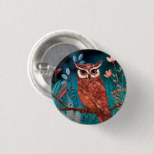 Badge Rond 2,50 Cm Vom Künstler handillustrierte Eule – Boho Natur (Devant & derrière)