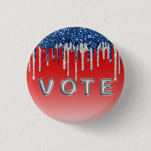 Badge Rond 2,50 Cm Vote Americana Paillettes Coulantes
