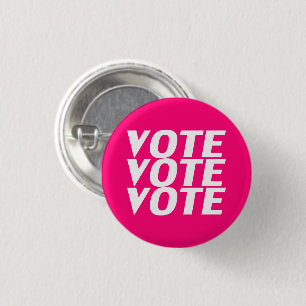 Badge Rond 2,50 Cm vote - blanc, rose, magenta, fuchsia