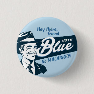 Badge Rond 2,50 Cm Vote bleu   Retro Funny Guy   Arrondi