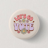 Badge Rond 2,50 Cm Vote Bouton Fleur Super (Devant)