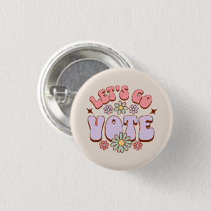 Badge Rond 2,50 Cm Vote Bouton Fleur Super