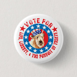 Badge Rond 2,50 Cm Vote pour Wheaten Terrier