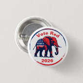 Badge Rond 2,50 Cm Vote Red 2026 (Devant & derrière)