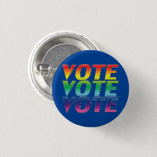 Badge Rond 2,50 Cm voter bleu arc-en-ciel couleurs - Bouton