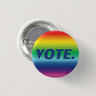 Badge Rond 2,50 Cm "Voter" lettres bleues, orgueil lgbtq lgbt arc-en-