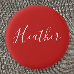 Badge Rond 2,50 Cm Votre écriture blanche personnalisée sur fond roug