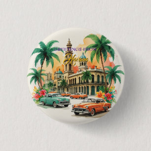 Badge Rond 2,50 Cm Voyage Cuba vintage - Salutations de La Havane