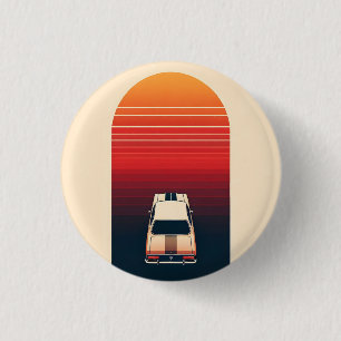 Badge Rond 2,50 Cm Voyage routier en voiture rétro minimaliste au cou