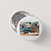 Badge Rond 2,50 Cm Wagon classique en bois (Devant & derrière)