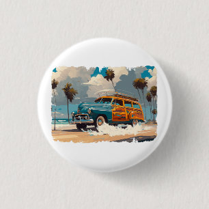 Badge Rond 2,50 Cm Wagon classique en bois