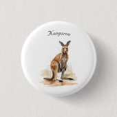 Badge Rond 2,50 Cm Wanderer extérieur : aquarelle Kangaroo personnali (Devant)