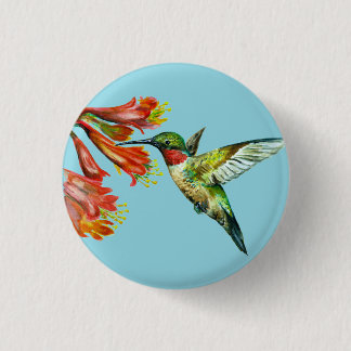 Badge Rond 2,50 Cm Watercolor Hummingbird