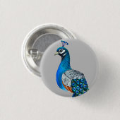 Badge Rond 2,50 Cm Watercolor peacock (Devant & derrière)
