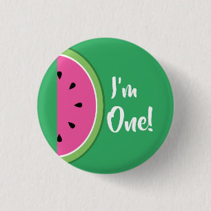 Badge Rond 2,50 Cm Watermelon Cute Kids 1er Bouton d'anniversaire