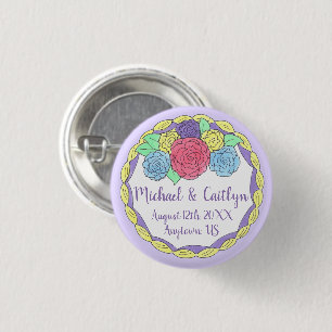 Badge Rond 2,50 Cm Wedding Birthday Bridal Shower Floral Round Cake