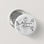 Badge Rond 2,50 Cm Wedding Doodle Save the Dates Wedding Anniversary  (Devant & derrière)