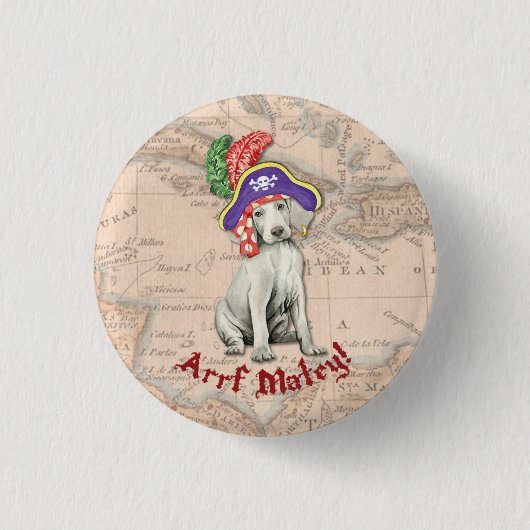 Badge Rond 2,50 Cm Weimaraner Pirate (Devant)