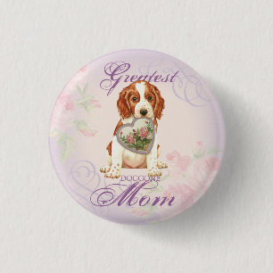 Badge Rond 2,50 Cm Welsh Springer Spaniel Heart Maman
