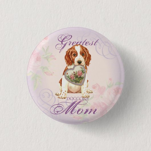 Badge Rond 2,50 Cm Welsh Springer Spaniel Heart Maman (Devant)