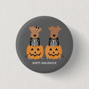 Badge Rond 2,50 Cm Welsh Terrier Halloween Skeleton